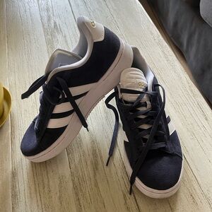 Adidas White and Blue Sneakers Versatile Style